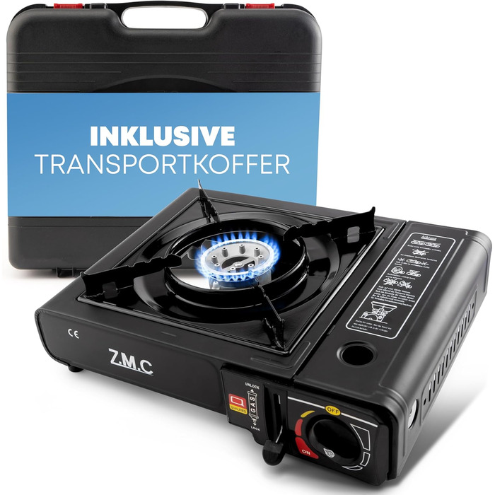 Газовий набір для кемпінгу Z.M.C. з однією конфоркою, адаптер для LPG, кейс, картриджі 227г та гриль-плита. Підходить для відпочинку на природі та в приміщенні. Газовий пальник з п'єзозапалюванням