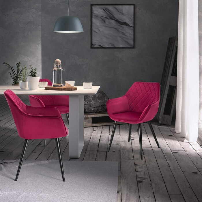 Крісла для їдальні WOLTU, 1 шт., для кухні, вітальні, оббивка з велюру, металеві ніжки, темно-червоний колір