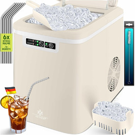 Машина для приготування льоду KESSER® з нержавіючої сталі, 12 кг/24 год, LED-дисплей, самоочищення, 2 розміри кубиків льоду, 2.2 л резервуар