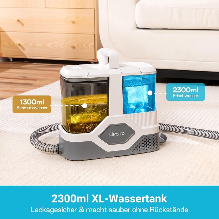 Апарат для чищення м'яких меблів та килимів: потужний волого-пилосос 600W з самоочищенням, об'єм бака 2.3л, 16KPa, для диванів, килимів та меблів.