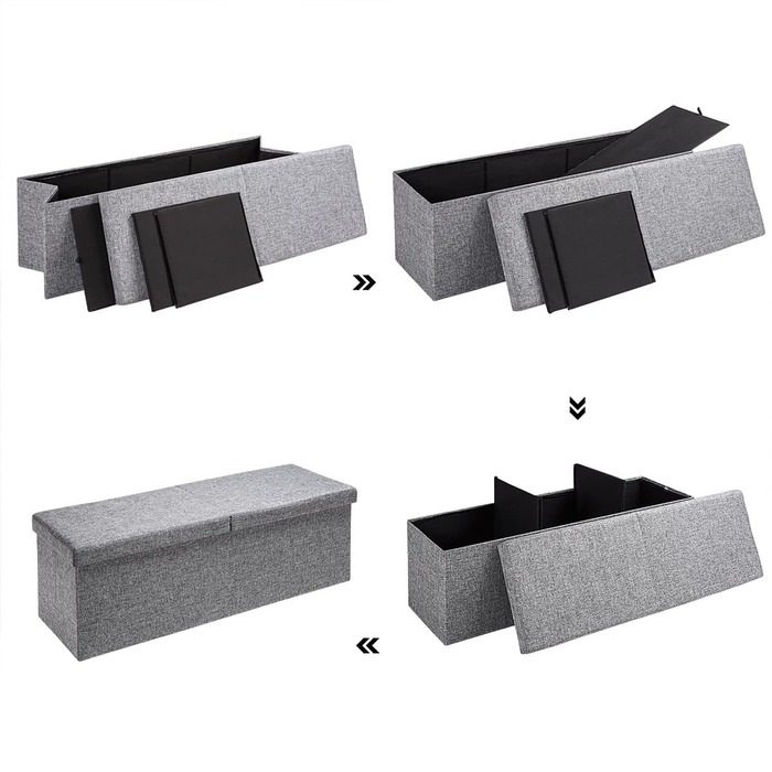 Лавка світло-сіра 115x38x38см з відкидною кришкою