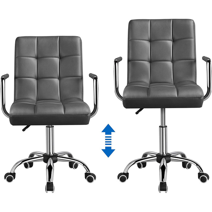 Офісне крісло Yaheetech, стілець для робочого столу, обертовий стілець, робочий стілець зі знімними підлокітниками, регульованими по висоті, зі штучної шкіри (сірого кольору)
