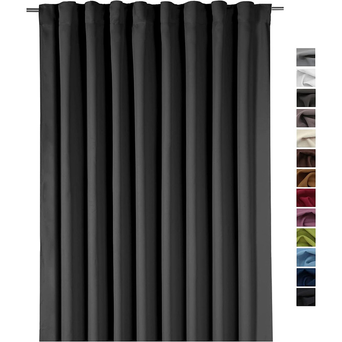 Декоративна шаль для штор XXL непрозора затемнююча штора Thermogardine HxB 245x275 см для захисту від холоду і тепларозпакуйте, повісьте, готово Завіса Тип139 (чорний)
