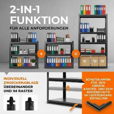 Металевий стелаж з металевими полицями, 5 ярусів, 160x86x45 см. Міцний, швидко збирається, стійкий до плісняви. Ідеально для підвалу, складу та дому.