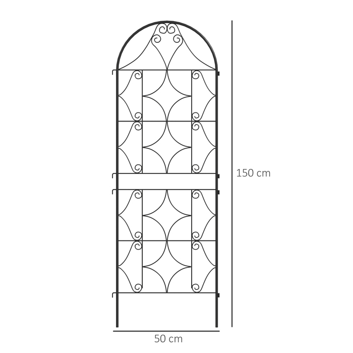 Набір з 2-х металевих опор для ліан, нержавіюча сталь, 50x150 см, чорний