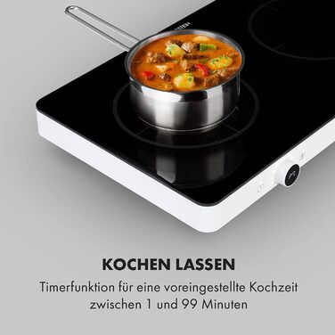 Індукційна плита Klarstein FutureChef Doppel - 3000 Вт, 2 зони, чорна, з LED-дисплеєм та таймером