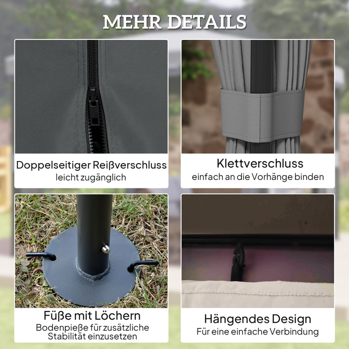 Газонний павільйон Avillon розміром приблизно 3x3 м, водостійкий, стабільний, зимостійкий, з подвійним дахом та москітними сітками на блискавці.