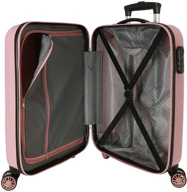 Валіза Road Precious Flower Pink, 50 x 38 x 20 см, жорстка, кодовий замок ABS, 34 л, 1,8 кг, 4 колеса, ручна поклажа (набір для валізи)