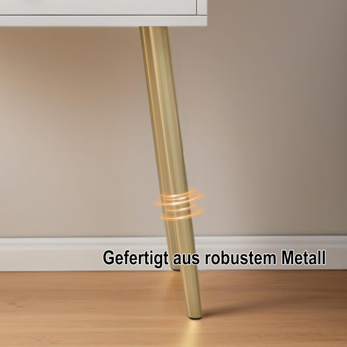 Трюмо YuYe з LED-підсвічуванням, регульованою яскравістю, з пуфом, 5 шухлядами та 3 полицями, сучасний дерев'яний комод для макіяжу білого кольору (121)