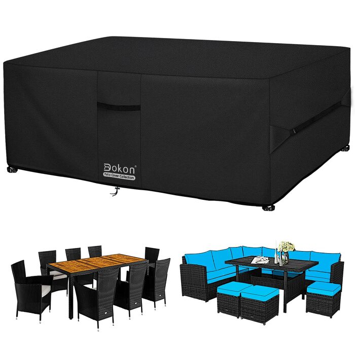 Водонепроникний чохол для садово-патіо меблів Dokon, 242x162x100 см, 420D Oxford, захист від сонця та пилу