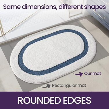 Килимок для ванної кімнати DEXI, 44 x 76 см, синій, неслизький, машинне прання, вбираючий, овальний