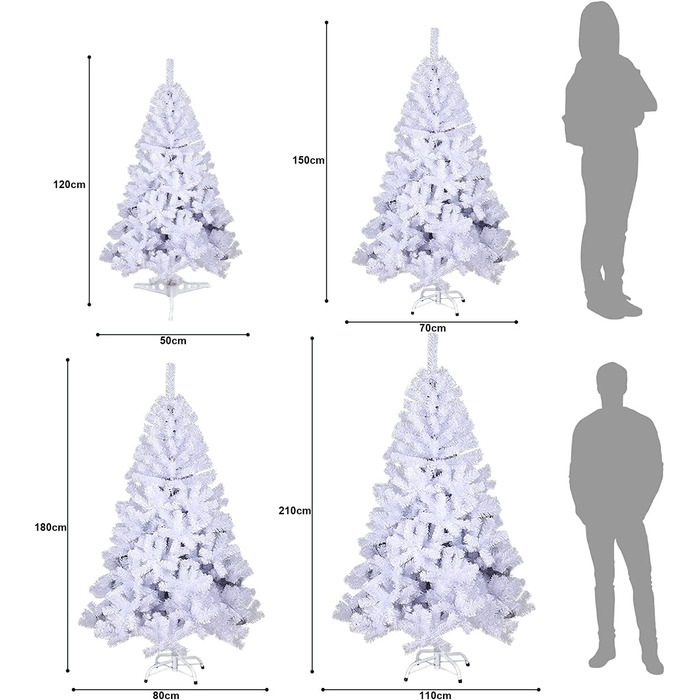 Різдвяна ялинка Herrselsam штучна Різдвяна ялинка Біла Різдвяна ялинка вогнестійка Різдвяна ялинка з ПВХ з металевою підставкою (150 см)