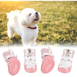 Взуття для домашніх тварин Zerodis, 4 шт., дихаюча нековзна сітчаста взуття для прогулянок з рожевим цуценям, захист лап для маленьких собак, кішок (2 )