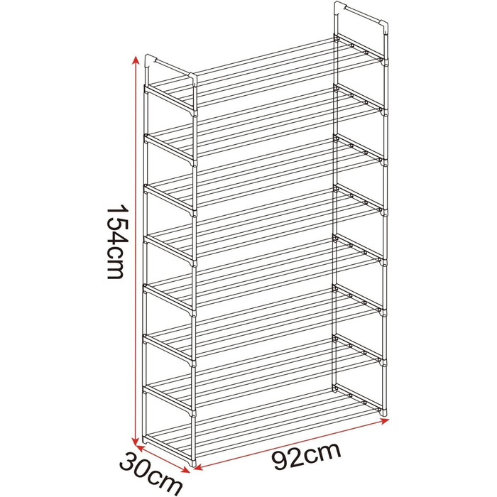 Полиця для взуття Woltu® XXL, до 40 пар, 92x30x154 см