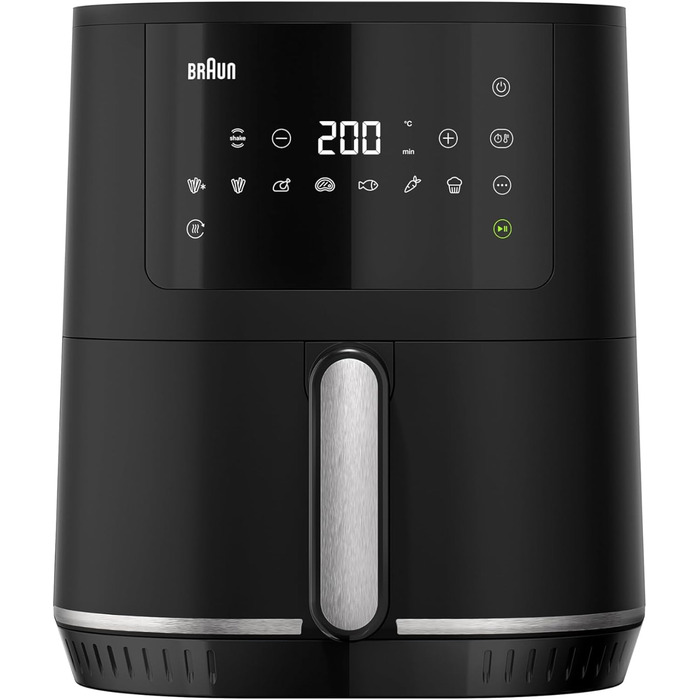 Фритюрниця повітряна Braun MultiFry 3 HF 3030, 4.3 л, 1500 Вт, цифрове керування, 8 програм, чорна