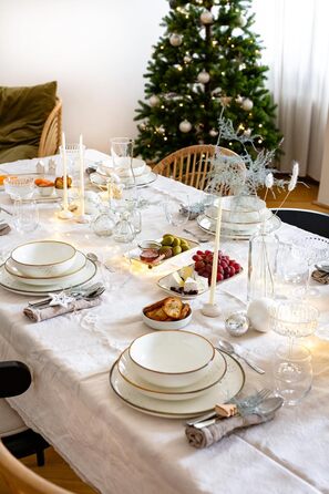 Набір кавових чашок MÄSER Serie Pintar (8 шт.) - порцеляновий сервіз, блакитний, вінтажний стиль