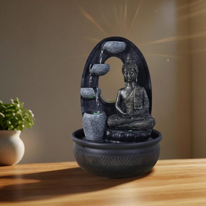 Водоспад Zen'Light Zimmerbrunnen Buddha Harmonie: фонтан Будди з LED-підсвічуванням, 40 см
