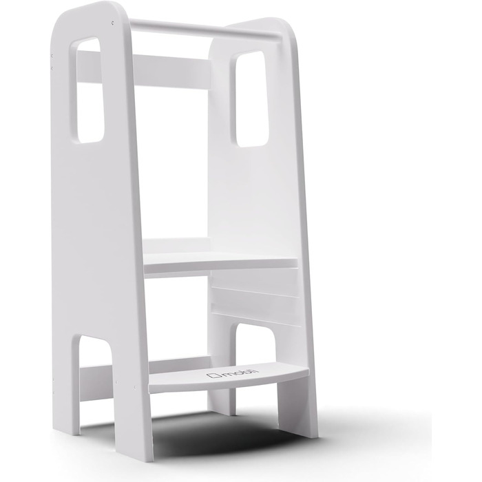 Стілець-сходинка Montessori Mobli для малюків: регульовані сходинки з березової фанери, білий колір