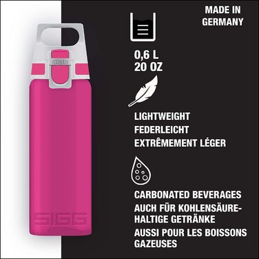 Повнокольорова пляшка для пиття SIGG (0,6 л), екологічно чиста і герметична пляшка для пиття, легка і стійка до поломок пляшка для пиття з тритану(одна ягода)