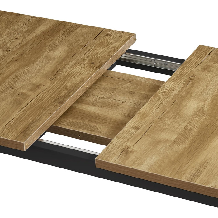 Розсувний обідній стіл B&D LARS 120-160 x 80 см для кухні/їдальні, стиль Industrial Modern, колір дикий дуб/чорний