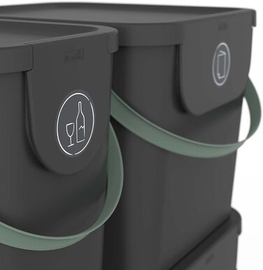 Кухонна система поділу сміття Rotho Albula 2 серії об'ємом 40 л, пластик (поліпропілен), що не містить бісфенолу А, Різнокольоровий (чорний, стартовий набір)