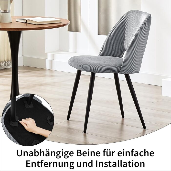 Набір обідніх стільців для їдальні, кухні, вітальні, спальні та зони відпочинку. М'який крісло-стілець з незалежними ніжками, оксамитова оббивка, зелений/сірий (2 шт.)