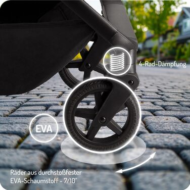 Дитяча коляска MoMi GISELLE 2 в 1 комбінована, сіра, з функцією візка, 5-точкова система безпеки, від народження до 22 кг, з корзиною для покупок, матрацом, дощовиком та пеленатором