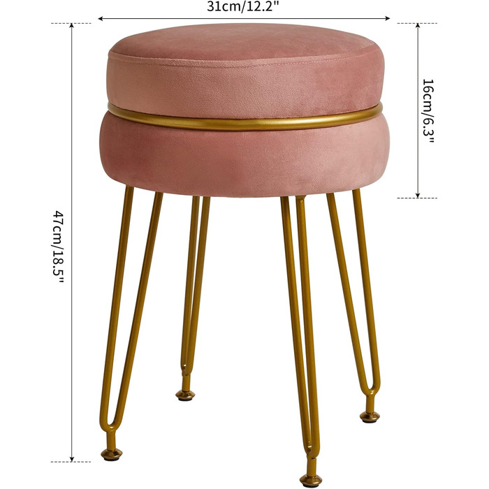 Пуф з м'якою підставкою для ніг IBUYKE, приліжний столик з металевими ніжками, знімний чохол, рожевий