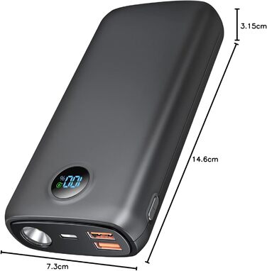 Дисплей, ліхтарик, для смартфона/планшета, 27000mAh, 22.5W PD3.0 QC4.0, USB-C, LED