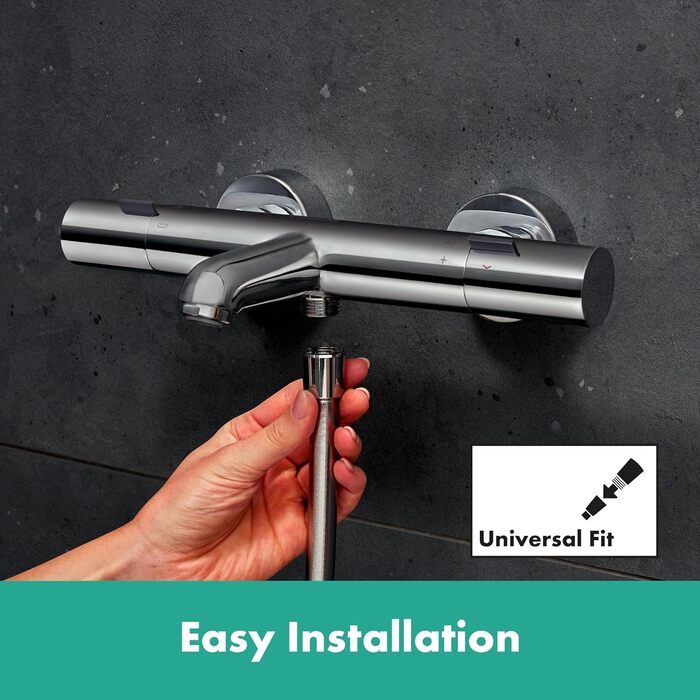 Змішувач для ванни Hansgrohe Ecostat Fine - термостат накладний, з терморегулятором та запобіжником від перегріву (SafetyStop) 40°C, для ванни, з підключенням для 2 споживачів, хром, 13325000