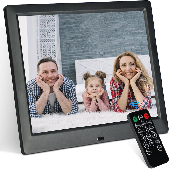 Цифровий фоторамка TSITSC 8.7 дюйма, IPS-екран 1024*768, календар, годинник, музика, фото/відео, USB/SD, з пультом, чорний