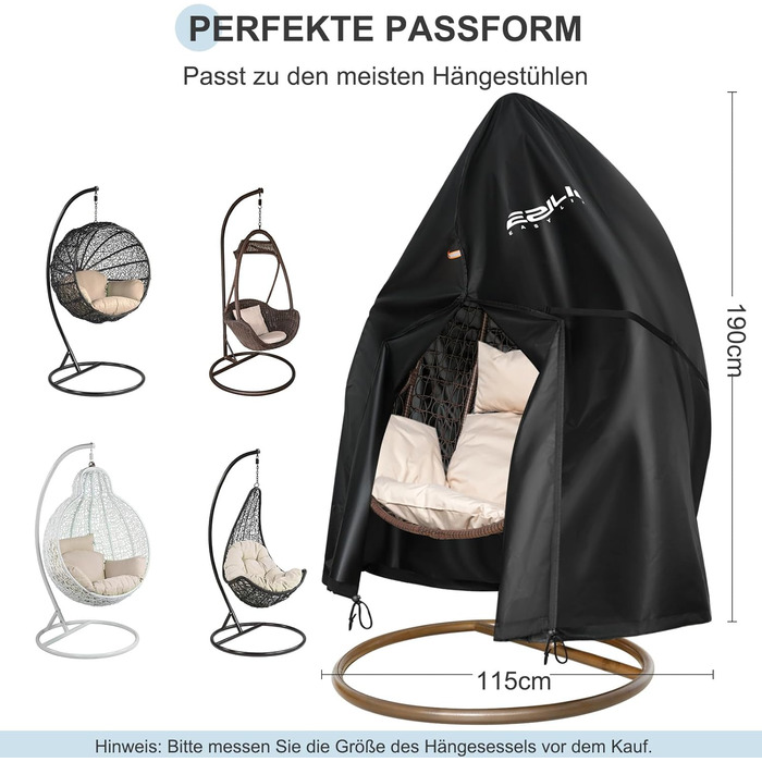 Чохол для гамака, 420D Oxford, водонепроникний, з блискавкою та шнурком, 190x115 см