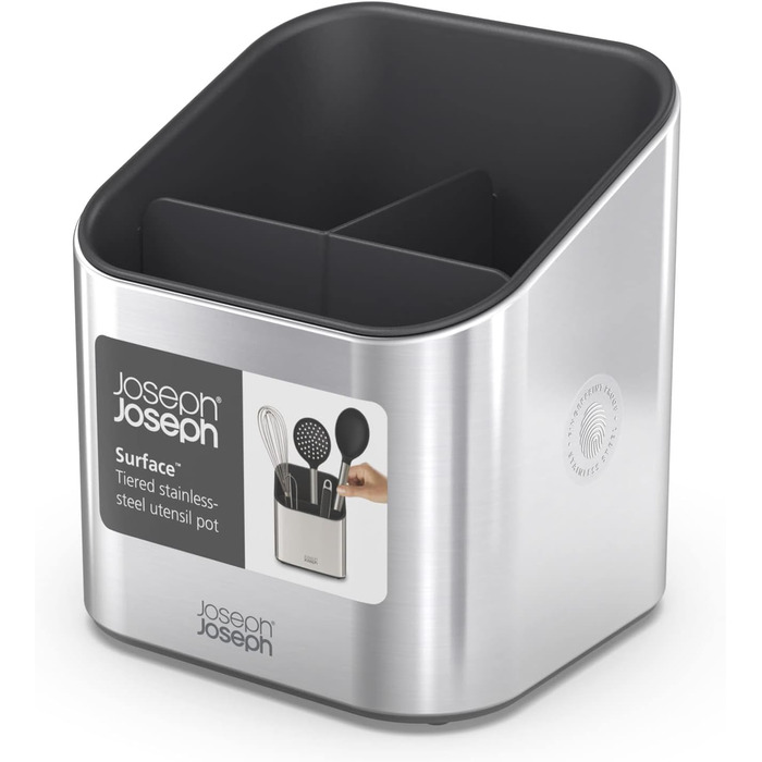 Підставка для кухонного інвентарю Joseph Joseph з нержавіючої сталі, сірого кольору, з роздільником та протиковзкими ніжками