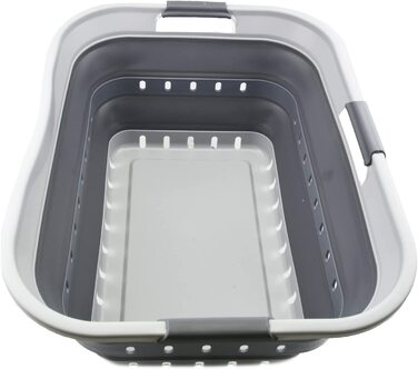Пластиковий складний кошик для білизни SAMMART 42L-складний висувний контейнер для зберігання / органайзер-портативний кошик для білизни-компактний кошик для білизни (1, Сірий / темно-сірий)