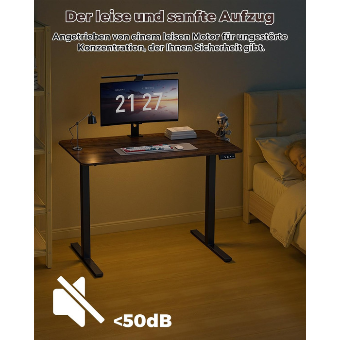 Регульований по висоті письмовий стіл 120x60 см з пам'яттю на 2 режими, стіл для домашнього офісу та геймінгу, колір вінтажний коричневий