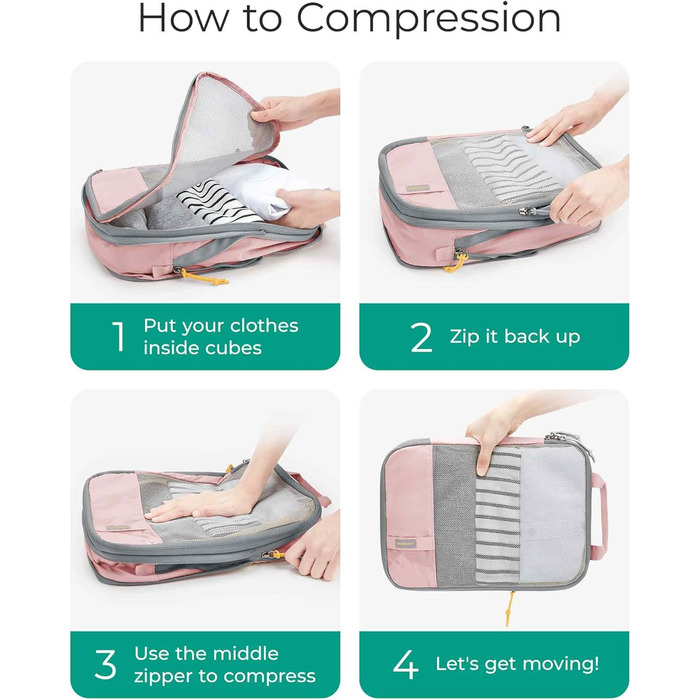 Набір органайзерів для одягу та подорожей BAGSMART (6 предметів), компресійні пакувальні куби з мішком для білизни, чорний