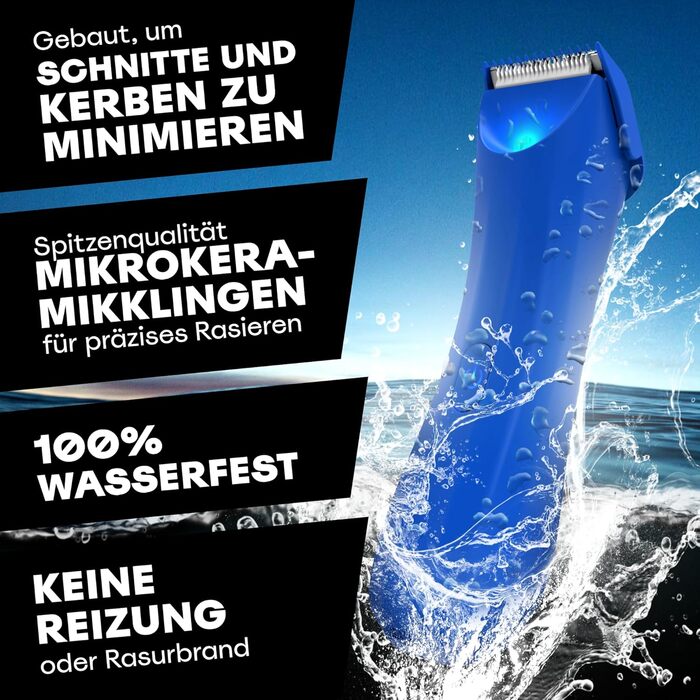 Інтимна бритва для чоловіків, водонепроникна, бездротова, волога/суха (синій), 3 The Archibald -
