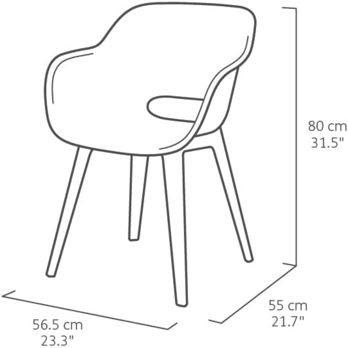 Садове крісло Allibert Akola 2 шт., пластик, 56.7×55.8×80.1 см, шаленське крісло-купол для саду, тераси, їдальні, вінтажне зелене
