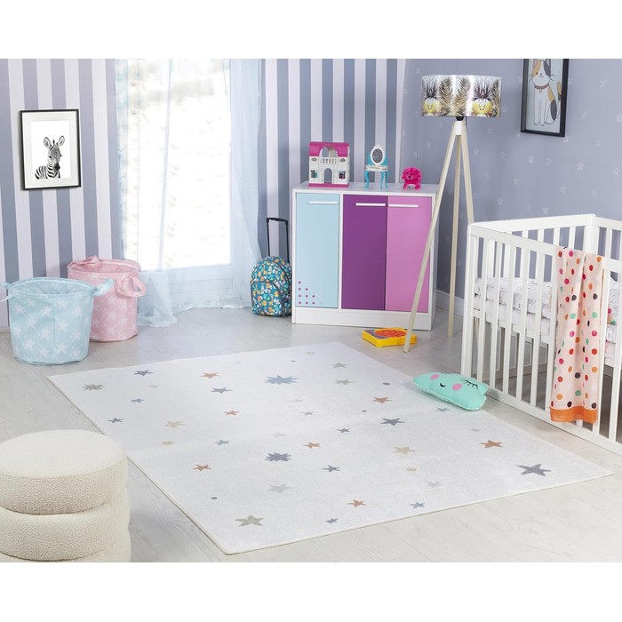 Дитячий килимок Surya Star - мультяшний килимок, дитячий килимок або дитяча кімната, дитячий килимок, ігровий килимок або ігровий килимок - дитячий килимок для хлопчиків і дівчаток, кремовий (120x170см, кремовий)