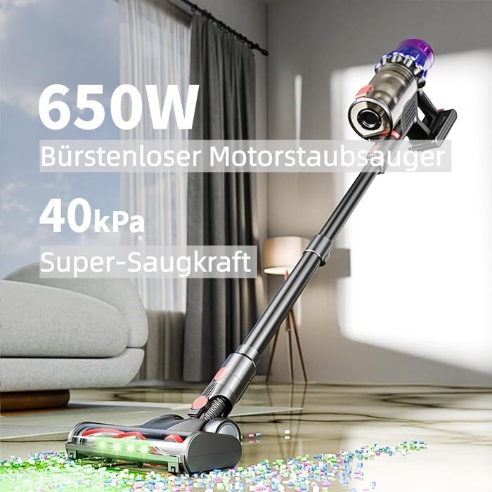 Bergexpertен Orizom: Бездротовий пилосос з автоматичним визначенням забруднення | 60 хв роботи | Без мішка | Для килимів, твердих підлог та шерсті тварин | 550 Вт (Фіолетовий)