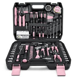 Набір інструментів Sundpey 281 предметів в кейсі рожевого кольору: набір гайкових ключів, викруток, шестигранників, плоскогубців