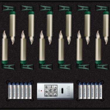 LED-свічки для ялинки Lumix® SuperLight Mini Metallic Gold, 9 см, 12 шт. з пультом керування та батарейками