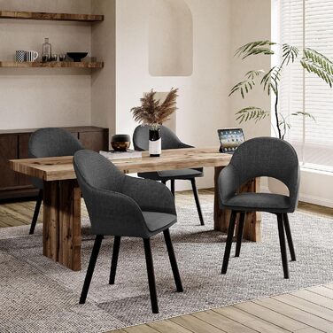 Елегантні кухонні стільці з підлокітниками (2 шт.) - бежевий, дерево, поліестер