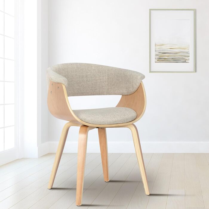 Стільці для їдальні CLP Bruce з тканинним покриттям, дерев'яним каркасом, чорного кольору для їдальні або кухні | Крісло витримує до 150 кг, колір: каркас - горіх (дерево (натуральне), кремовий)