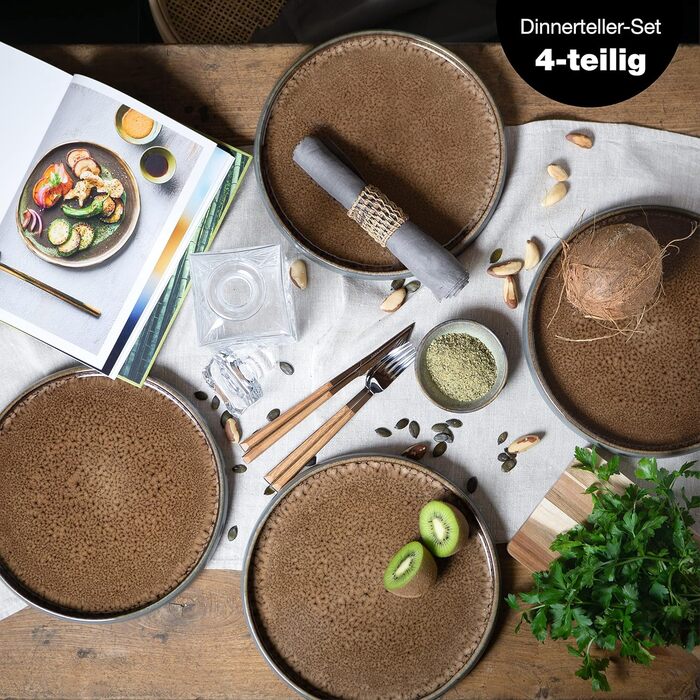 Набір чашок Moritz & Moritz SOLID 4 шт. - Чорний зовнішній колір - Міцний порцеляновий посуд - Можна мити в посудомийній машині та використовувати в мікрохвильовці - Ідеально для кави, чаю та напоїв (Бежевий)