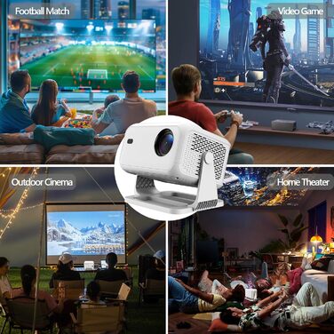 Міні-проектор Smart Beamer 4K з автофокусом та корекцією трапеції, WiFi6, Bluetooth, 600ANSI, 1080P Full HD, для дому та на вулицю, обертання 180°, сумісний з Netflix, модель L350-NF