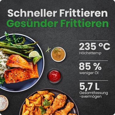 Фритюрниця без олії Chefman 5.7L з Hi-Fry технологією, сенсорне управління, антипригарне покриття, чорна