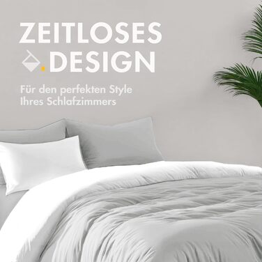 Комплект постільної білизни Sleeptime 200x200 см, 3-частини - 100% бавовна, сірий антрацит, Oeko-TEX®, блискавка, дихаючий