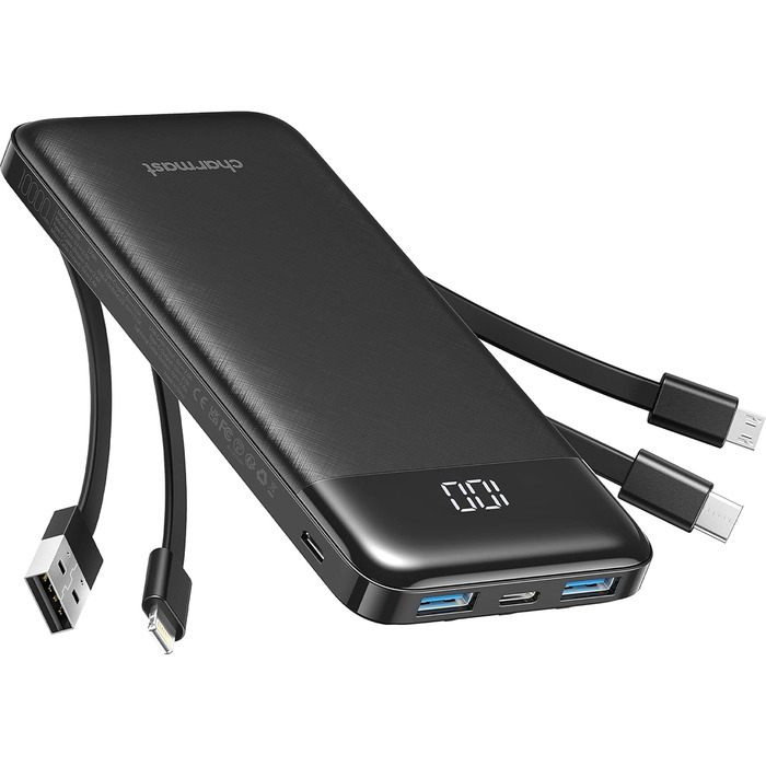 МАг, USB C, 4 кабелі, LED-дисплей, 6 виходів, сумісний з iPhone/Huawei/Samsung, 10000