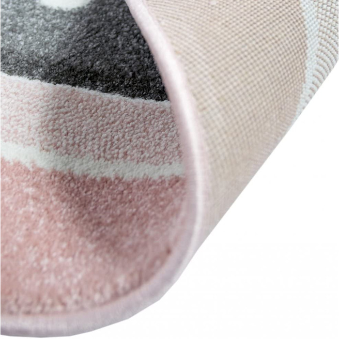 Дитячий килимок для ігор дитячий килимок круглий із зіркою рожево-сірого білого кольору Розмір (160 см круглий)